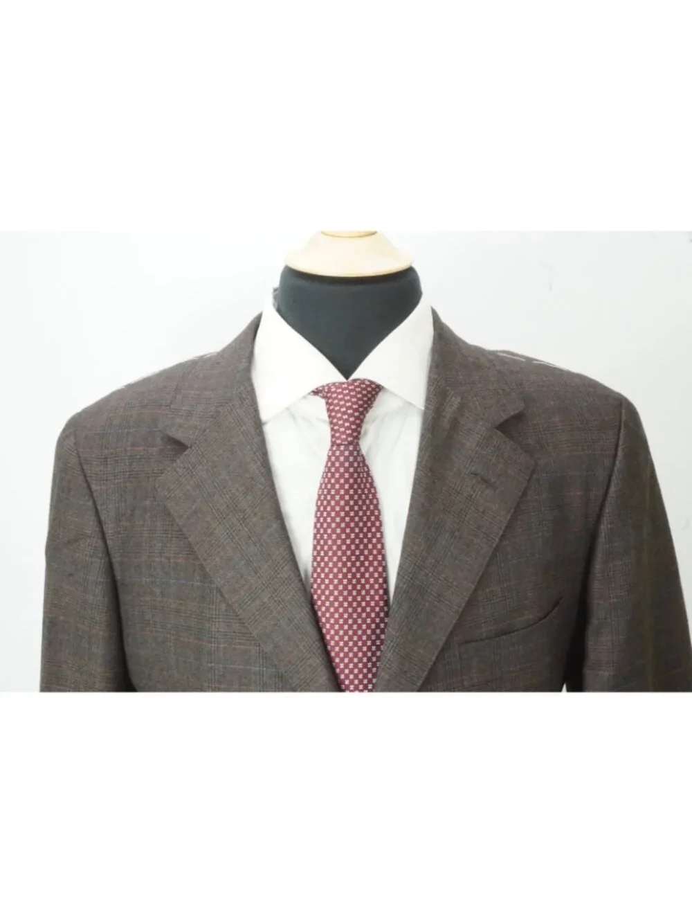 Sartoria Partenopea Brown Blue Plaid 2 Pc Suit Jacket Pant 54 EU NEW